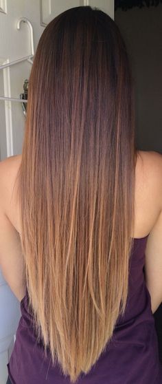 Ombre hair. Started with peekaboo highlights. Perfect graduation from dark to light. No harsh line #longhair #balayage #ombré #diyhair Long Brown Hair, Ombre Hair Color, Long Straight Hair, Long Hair Cuts, Layered Hair, Ombre Hair, Gorgeous Hair, Balayage Hair, Straight Hair