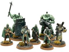 the warhammers are painted in green and silver