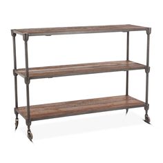 Industrial Teak Console Table - HTD Furniture angled view Gray Console Table, Cabinet With Wheels, Industrial Console Tables, Console Cabinet, Wood Console Table, Boho Chic Furniture, Wood Console, Sofa Tables, Shelf Design