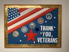 a thank you veterans sign hanging on the wall