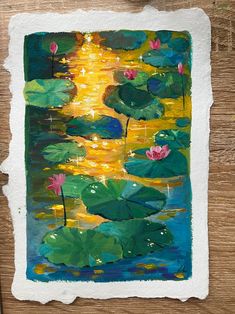 a painting with water lilies on it