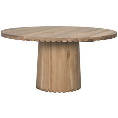 a round wooden table with scalloped edges on an isolated white background for display