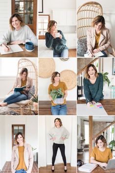 a collage of photos showing women in different poses