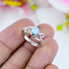 Natural Larimar Ring, 925 Solid Sterling Silver Ring, Ring for Women, Gift For Her, Celtic Silver Ring, Celtic Knot Ring, Larimar Jewelry We offer only the finest silver jewelry in our collection./PL-14409 Item Description:- * Gemstone: Larimar * Wight: 2.2 Gm Approx. * Main Stone Creation: Natural * Stone Shape: Round * Stone Category: - Cabochon * Stone Polish: High * Stone Size: 6 x 6 MM * Ring Size- 4 To 12 US  Metal: 925 Solid Sterling Silver Benefits Of Wearing Silver As a metal, silver ha Stamped 925 Larimar Rings As A Gift, Silver Larimar Promise Ring, Adjustable Larimar Rings As Gift, Round Larimar Rings As A Gift, Blue Stones Jewelry, Valentine Jewelry, Jewelry Girl, Colored Stone Rings, Larimar Ring