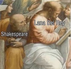 an old painting with the words lana del rey shakespeare