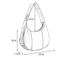 a drawing of a handbag with measurements