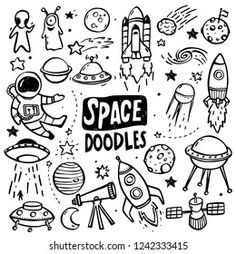 black and white space doodles