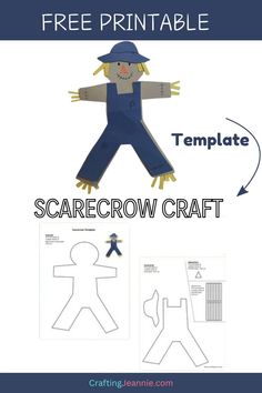 the scarecrow craft is shown with instructions for how to make it and print out