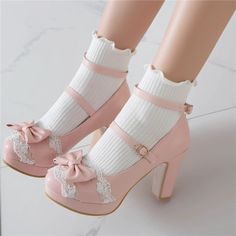 Kawaii Platform Vintage Style Fashion Shoes with Bow on Storenvy Barbie Homescreen, Tacos Aesthetic, Coquette Shoes, Sepatu Platform, Heels Platform Pumps, Era Victoria, Bow High Heels, Dr Shoes, Kawaii Shoes