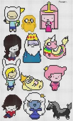 an image of pixel art with different characters