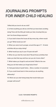 Healing The Inner Child, Journal Prompts For Healing, Prompts For Healing, Heal Your Inner Child, Mindfulness Journal Prompts, Journey Of Growth, Wellness Challenge, Healing Journaling, Journal Inspiration Writing