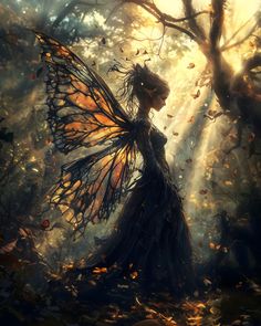 🦋 Whispers of the Enchanted Forest 🦋 A mystical fairy, adorned with wings of autumn leaves, glides through the glowing woodland. Bathed in golden light, she embodies the magic of nature, capturing the quiet beauty of the forest. Can you hear the whispers of the trees? Let your imagination take flight with this enchanting scene. #ForestFairy #EnchantedWoods #FantasyArt #NatureMagic #AutumnVibes #MysticalCreatures #FairyTaleDreams #EtherealBeauty #FantasyInspiration #WhispersInTheWind Night Fairy Aesthetic, Fairy Creatures, Mystical Fairy, Fae Aesthetic, Quiet Beauty, The Enchanted Forest, The Whispers, Mystical Forest, Fairy Aesthetic