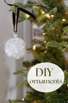 an ornament hanging from a christmas tree with the words diy ornaments on it