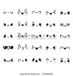 an emoticive set of smiley faces with different expressions and numbers, including eyes