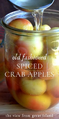 an old fashioned spiced crab apples in a jar