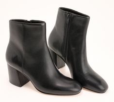 It is purely impossible to go wrong with this leather ankle bootie. Its classic silhouette never fails an outfit, and the chunky block heel can take you through a full day on your feet with ease. From Bernardo. Workwear Ankle Boots With Stacked Heel, Classic Ankle-high Heeled Boots With Stacked Heel, Chunky Block Heels, Ankle Bootie, Classic Silhouette, Heeled Ankle Boots, Leather Fabric, Ankle Booties, Leather Heels