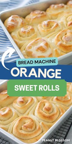 bread machine orange sweet rolls in a baking pan