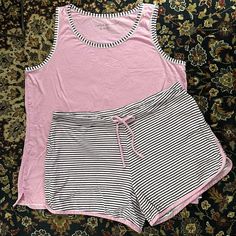 Tank Top Is Extra Roomy With Slits On Each Side. Shorts Have A Drawstring Waist And Pockets. Never Worn, Washed. Purple Cotton Sleepwear For Relaxation, Stretch Purple Sleepwear For Loungewear, Purple Summer Pajama Shorts For Sleep, Purple Summer Pajama Shorts, Purple Stretch Sleepwear For Pajama Party, Purple Summer Sleepwear For Lounging, Purple Cotton Pajama Shorts For Pajama Party, Cotton Purple Pajama Shorts For Pajama Party, Stretch Cotton Purple Sleepwear