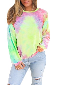 Multicolor Tie-dye Knit Sweatshirt Colorful Long Sleeve Casual Sweater, Casual Oversized Rainbow Sweater, Casual Rainbow Top For Winter, Casual Rainbow Tops For Winter, Colorful Oversized Casual Top, Oversized Rainbow Casual Sweater, Casual Rainbow Sweater For Spring, Casual Multicolor Summer Sweater, Casual Multicolor Fall Sweatshirt