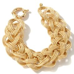 Technibond Bold Woven Wheat Link Bracelet 14K Yellow Gold Clad Silver 925 Metal Condition Finish Avg. Weight Width Length Clasp Type Retail Price Real Sterling Silver 925 (Stamped 925)  Brand New Polished 30.00 grams 22mm= 1" selectable from the dropdown menu above ^ Spring Ring Clasp $499.99 Technibond jewelry is crafted from .925 sterling silver with a 40-mils-thick outside layer of 14K yellow gold. Infuse your look with a double dose of dimension. Not only does this handcrafted bracelet featu Gold-tone Oval Jewelry With Gold Chain, Gold Jubilee Bracelet Oval Shape, Gold Oval Jubilee Bracelet, Gold-plated Oval Bracelets, Gold-plated Oval Gold Bracelets, Oval Gold Jubilee Bracelet, Elegant Oval Link Jewelry With Gold Clasp, Gold Metal Oval Bracelet, Chain Link Bracelet Silver