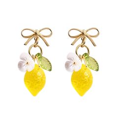 PRICES MAY VARY. 【Design】: It features of strawberry lemon peach pomegranate fruit beads, green leaves and handmade small flower, create a simple lightweight, elegant and delicate earrings. It has bow studs and hook available as your wish. It’s super cute for daily wear or special occasions such as strawberry festival, birthday party, themed event or cosplay. 【Material】: It use 14K gold plated copper, and some glass resin fruit beads. It’s skin friendly and hypoallergenic to wear. 【Great gift】: Resin Fruit, Fruit Beads, Lemon Earrings, Strawberry Festival, Duo Costumes, Pomegranate Fruit, Festival Birthday, Strawberry Lemon, Cherry Earrings