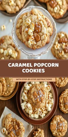 Caramel popcorn cookies, homemade cookies, sweet and salty dessert, easy cookie recipe, movie night treats, baking with caramel corn