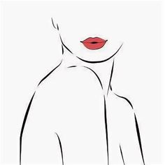 a drawing of a woman's face with red lipstick