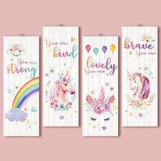 PRICES MAY VARY. Packed in 4 Pieces: you will receive 4 pieces of wooden unicorn signs for girls' room in different designs, charming and inspirational, suitable for you to make some delicate embellishments for your living room, bedroom, kids' children and more, bringing you a dreamy feeling Suitable Dimension: each inspirational quote unicorn wall decor measures approx. 28 x 10 cm/ 11 x 3.9 inches in height and width, the proper size for you to hang it on the wall, and enough to attract people' Unicorn Signs For Girls Room, Unicorn Signs, Unicorn Bedroom Decor, Unicorn Wall Decor, Unicorn Bedroom, Art Inspirational Quotes, Wooden Wall Plaques, Last Unicorn, Bedroom Decorations