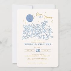 a white and blue mickey mouse birthday party card