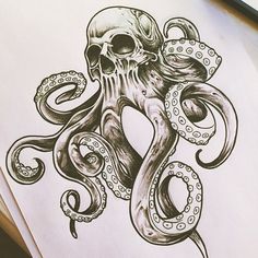 an octopus with a skull on it's back