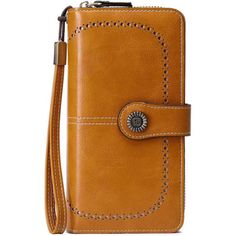 Elevate Your Style With Our Vintage Design Wallet, Crafted From Soft Premium Pu Leather Fabric And Adorned With High-Quality Vintage Bronze Hardware. This Wallet Offers Exceptional Value With Its Waterproof, Wear-Resistant, And Durable Construction. The Sturdy Yet Soft Leather Feels Luxurious To The Touch, Providing Both Style And Comfort. Measuring (L)7.65”X(W)1.6”X(H)4.1” And Weighing Just 0.5 Lb Protect Your Sensitive Information With Our Rfid Blocking Technology, Designed To Keep Your Credit Yellow Casual Wallet For Everyday Use, Yellow Wallet For Everyday Use, Leather Credit Card Holder, Bronze Hardware, Phone Pouch, Mobile Phone Bag, Leather Clutch Bags, Bifold Wallet, Leather Fabric