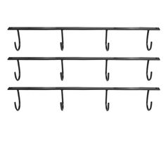 Welcome to our stores! Discover Top Quality Products! We assure your satisfaction. 3pcs Mug Holder Under Cabinet,Coffee Mug Drying Rack Under Shelf,Coffee Cup Hanging Hooks Cooking Tools Hanger with 4 Hooks for Kitchen and Bar,Black Image Gallery Product Information Material:iron; durable and quality ensured; Color: Black,Bronze,Champagne; Dimension:16.5” x 1.75” x 2.2”/ 42 x 4.4 x 5.5 cm(Length x Width x Height); Retro industrial design, simple and practical, perfect tool for organizing mugs, cups, ties, belts; Ideal for storing mugs, cups and teacups, these racks can be utilized in almost any room in the home. Mount them in your entryway for holding keys, or dog leashes. Create extra storage in your kitchen for aprons, dish towels or oven mitts. Allow these decorative hooks to hold jewel Hanging Mugs, Coffee Mug Holder, Tool Hangers, Rustic Mugs, Hanger Organizer, Bar Black, Mug Holder, Hanger Rack, Mug Rack