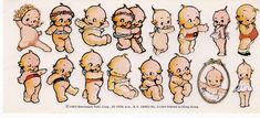 an image of baby dolls in different positions and sizes on a white background with black border