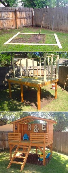 the backyard has been transformed to look like it is being used as a play area