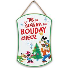 PRICES MAY VARY. Disney official product: Mickey Mouse and his friends can bring a smile to your face any day of the year, but there's something extra magical about a Disney Christmas! This festive and fun sign is the perfect way to make the season even merrier. Fun Vintage Sign: Featuring Mickey and Minnie Mouse, Goofy, Donald Duck, and Pluto trimming the tree alongside the words, "'Tis the season for holiday cheer," this wall decor is as charming as can be. Material: This eye-catching wall dec Disney Wall Art, Cute Mickey Mouse, Winnie The Pooh Christmas, Friends Holiday, Disney Wall, Mouse Christmas, Mickey Mouse Christmas, Fun Signs, Christmas Party Supplies