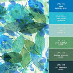 blue and green leaves are featured in this color scheme