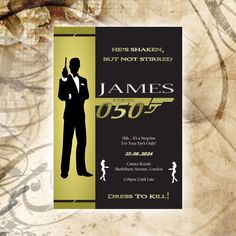 an image of james bond birthday party card