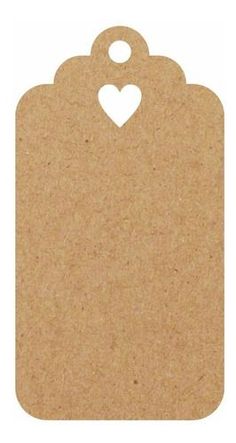 a brown paper tag with a heart cut out on the front and back of it