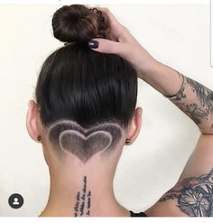 Girl Undercut Design, Hair Tattoo Designs, Undercut Bob Haircut