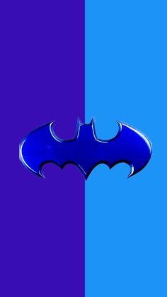 a blue and purple background with a batman symbol