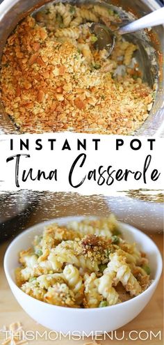 instant pot tuna casserole in a white bowl