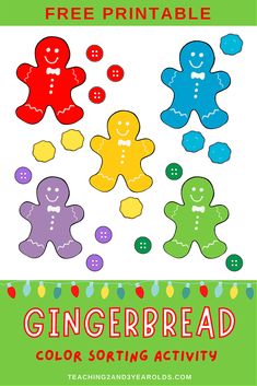 the gingerbread color sorting activity for kids to practice counting and matching with other activities