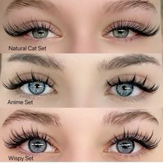 Cat Wispy Lashes, Eyelash Extensions Styles Chart, Natural Anime Lash Extensions, Lash Extensions Inspiration, Lash Inspo Eyelash Extensions, Eyelash Model, Cat Lashes, Natural Looking Eyelash Extensions