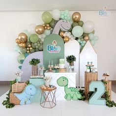 a birthday party with balloons and decorations