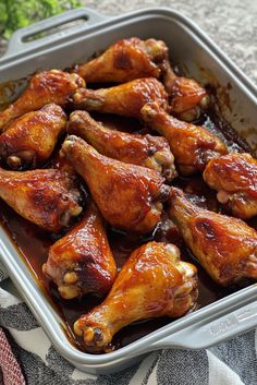 chicken wings with sauce in a baking dish