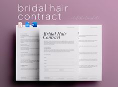 a brochure with the words bridal hair contract on it