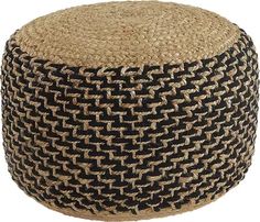 a black and tan woven ottoman