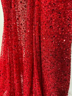 Excluisive Collection of Heavy Beaded with Sequin Lace Embriodery on Red Korian Mesh. Perfet for Bridal, Prom, Evening Grown, Party Dresses, High-End women Dresses Making Lace Fabric- Per Yard Materils : Beads & Sequin Color:  Red Mesh, Red Color Beads & Sequin Width: 52" weight:3lb ( Per Yard) Sell By: The Yard ( please note: Ordered 1+ yards will be continued Piece) Shipping:  *If you place Order before 4 pm, we ship your order same day and take 1-3 Days to deliver by USPS Priority Mail or Fed Red Lace Fabric, Making Lace, Color Beads, 4 Pm, Red Sequin, Fabric Beads, Tree Ideas, Beaded Material, Sequin Fabric