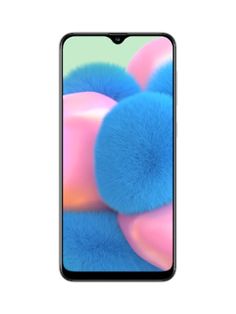 the back side of an samsung phone with blue and pink furballs on its display