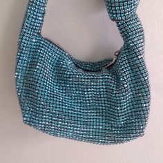 Fabulous Madison West Original Evening Handbag. Sparkling Rhinestones All Over. Very Intense Blue Color, Would Compare Stones To Blue Zircon. It Is A Real Jewel And Also Very Handy And Comfortable To Wear. Brand New Item. Blue Rhinestone Evening Bag, Blue Evening Bag With Rhinestones, Glamorous Blue Bags With Rhinestones, Blue Embellished Shoulder Bag For Party, Chic Embellished Blue Bag, Chic Blue Embellished Bag, Glamorous Blue Rectangular Bags, Chic Light Blue Party Bag, Blue Rectangular Embellished Shoulder Bag